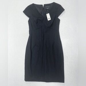 Banana Republic Virgin Wool Italian Fabric Black Cap Sleeve Sheath Dress Size 6